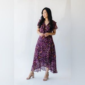 Piper & Scoot The Bitsy Floral Ruffle Dress in Purple